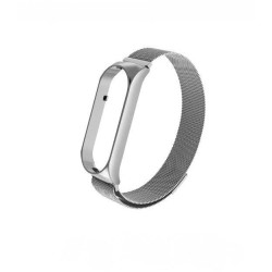Bratara de schimb Digital-Play, otel inoxidabil, pentru Xiaomi Mi Band 5, prindere magnetica, Argintiu