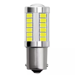 Bec led pentru auto P21W / BA15S cu canbus, 33 leduri+lupa , lumina alb pur 6000 k model nou