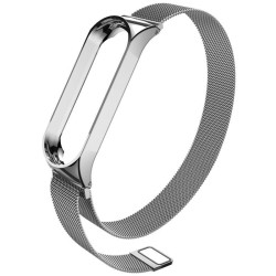 Bratara din otel inoxidabil, combatibil Xiaomi Mi Band 3/4, Inchidere magnetica, Argintiu